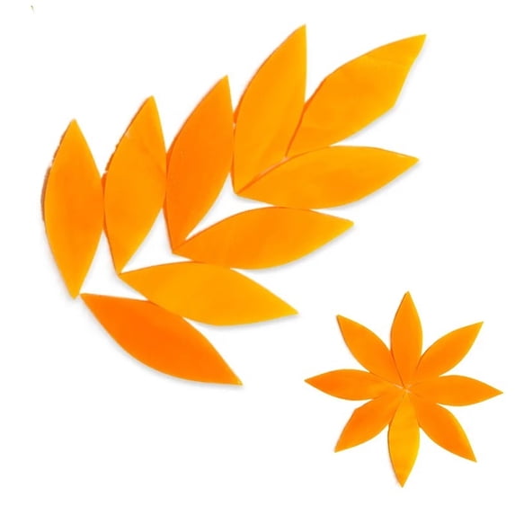 80g/2.82oz 32pcs/24pcs Leaf Shaped Petal Stained Mosaic Tiles Oval Translucent Mica Glass DIY Handmade Art Craft Decoration