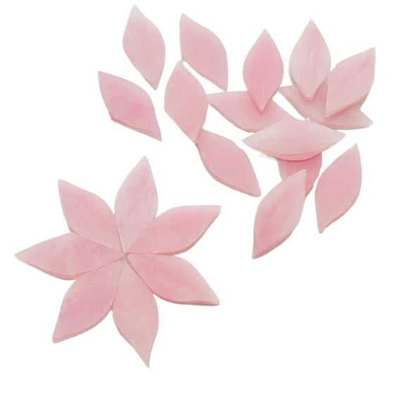 80g/2.82oz 32pcs/24pcs Leaf Shaped Petal Stained Mosaic Tiles Oval Translucent Mica Glass DIY Handmade Art Craft Decoration