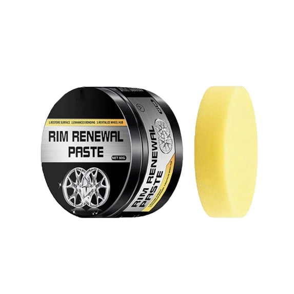 80g Aluminum Alloy Wheel Hub Scratch Repair Paste, Oxidation Yellowing Removal Rim Polish Care Wax with Sponge, Restores Mirror Shine