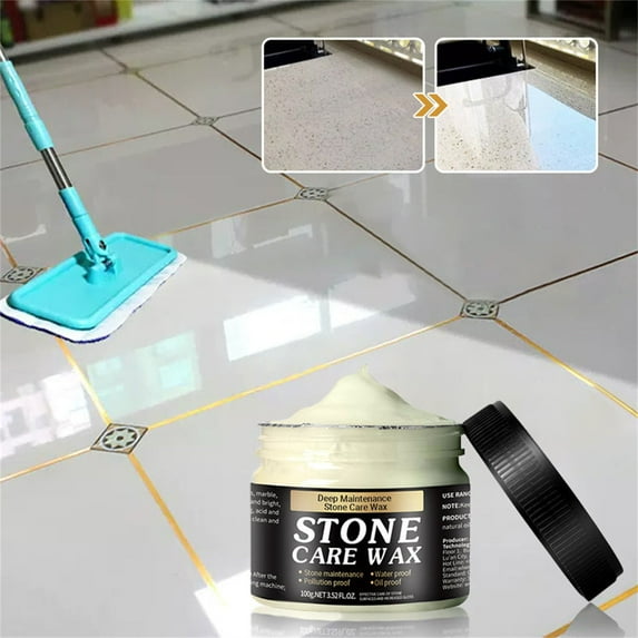 80g Stone Polishing Wax - Ceramic Tile & Floor Maintenance Wax, Deep Penetrating Stone Coating Agent for Shine & Protection, Prevents Aging & Stains, All Stone Types, Cream Formula