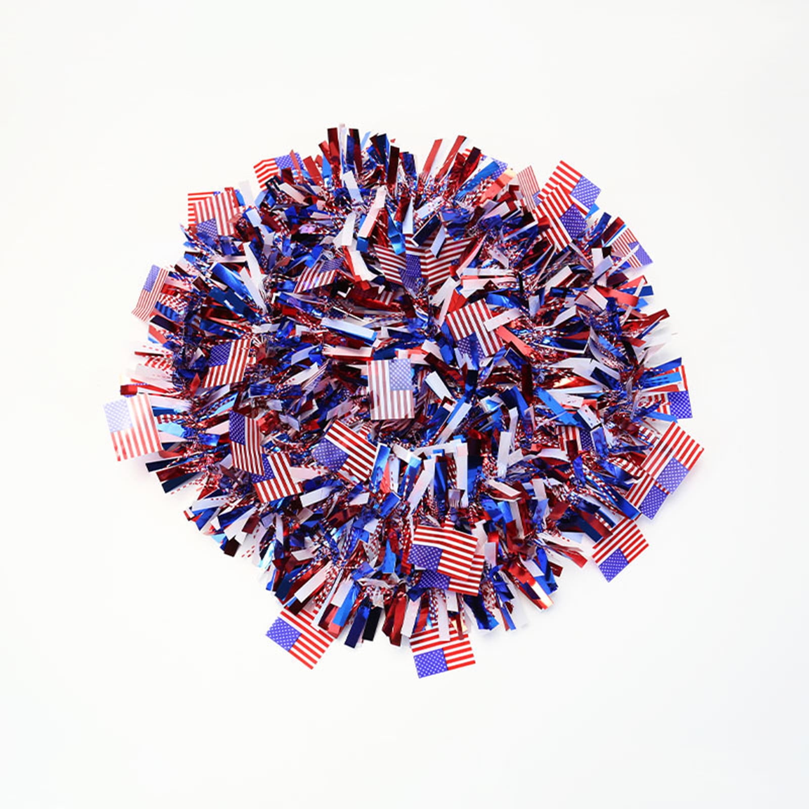 80in Patriotic Red White and Blue Twist Garlands Metallic Tinsel