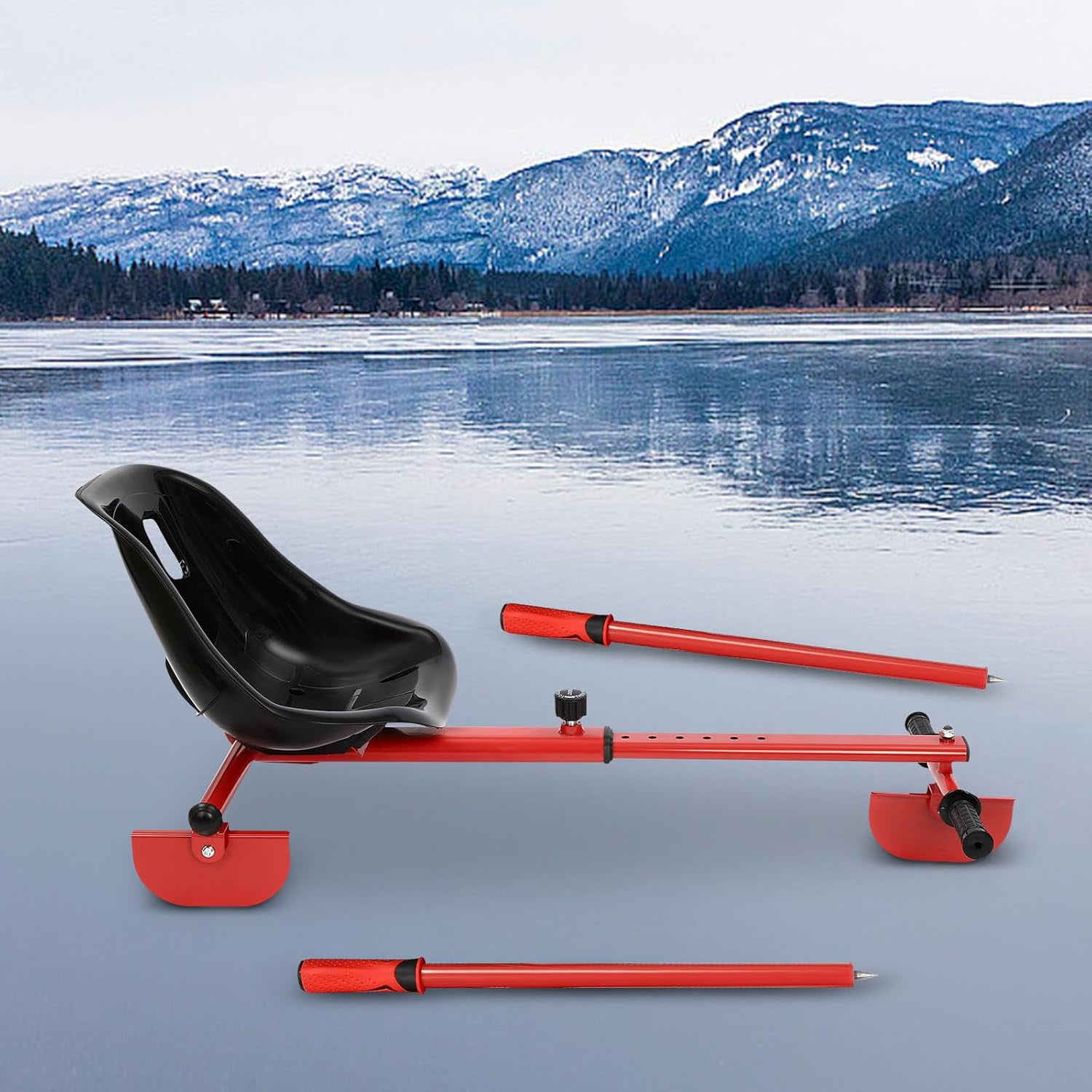 80kg/176.4lbs Snow Racer Sled 2 Modes & Adjustable Length Ski Sled ...
