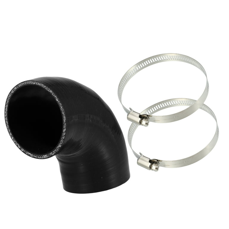 80mm 3.15 ID 90 Degree Elbow Engine Silicone Hose Black for Car  Intercooler Intake Piping with 2 Pcs Clamps 