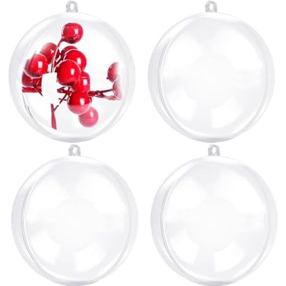 80mm/3.15inch=4Set 8pcs Large Clear Ball Ornaments, Big Fillable Christmas Balls Shatterproof Ornament Baubles for DIY Crafts Christmas Wedding Party Decor (4)