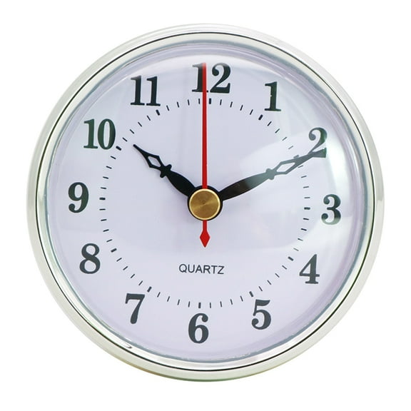 80mm/3.15inch Quartz Clock Fit-Up Insert with Rubber Silver Color Black Hour and Hands Fashion Modern Decor