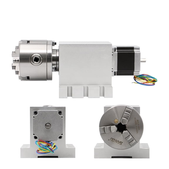 80mm CNC 4th Axis CNC Dividing Head/Rotation Axis/A Axis Kit Nema23 Gapless Harmonic Gearbox For CNC Woodworking Machine ,Low Noise