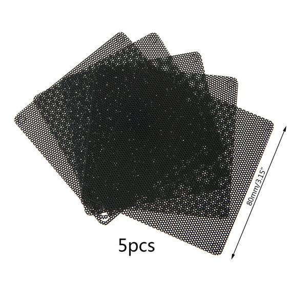 80 mm Dust Filter Computer Fan Filter PVC Black Dustproof for Case Cover Computer Mesh 5 Packs