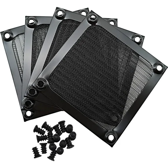 80mm Computer Fan Filter Grills with Screws, Aluminum Frame Ultra Fine Stainelss Steel Mesh - 4 Pack