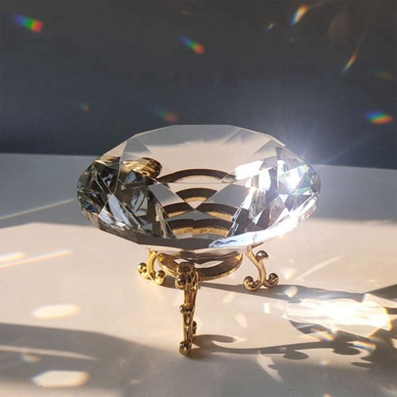80mm Crystal Diamond Paperweight Decorative Rainbow Maker Prism Glass Diamonds Wedding Room Desktop Ornaments A