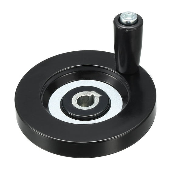 80mm Dia Hand Wheel w Removable Revolving Handle Black