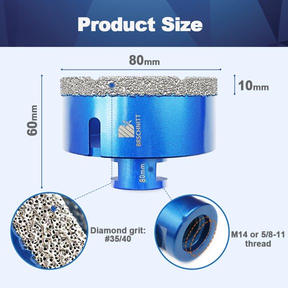 80mm Diamond Core Drill Bit for Porcelain Tile Ceramic Marble Granite Drilling