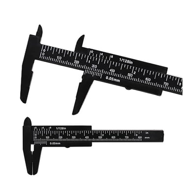 6-Pack Mini Plastic Vernier Calipers - 3x 80mm & 3x 120mm In Black, Red, White