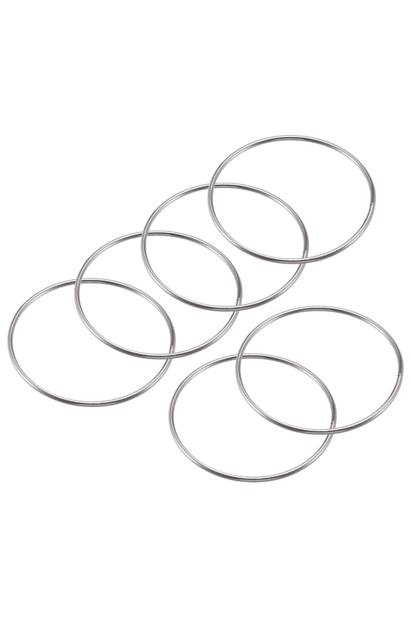80mm OD Metal O Ring Iron Electroplated Silver Tone 6 Pack