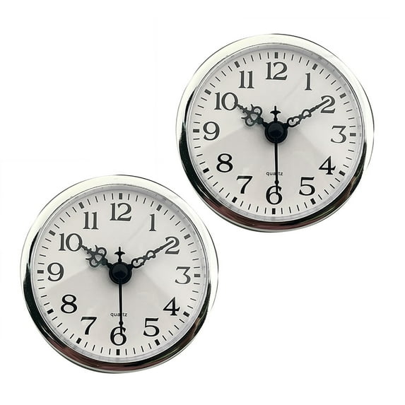 80mm Quartzs Clock Insert Miniature Movement Arabic Numerals White Dials Silver Trim Clock Head for Crafts and Repairs