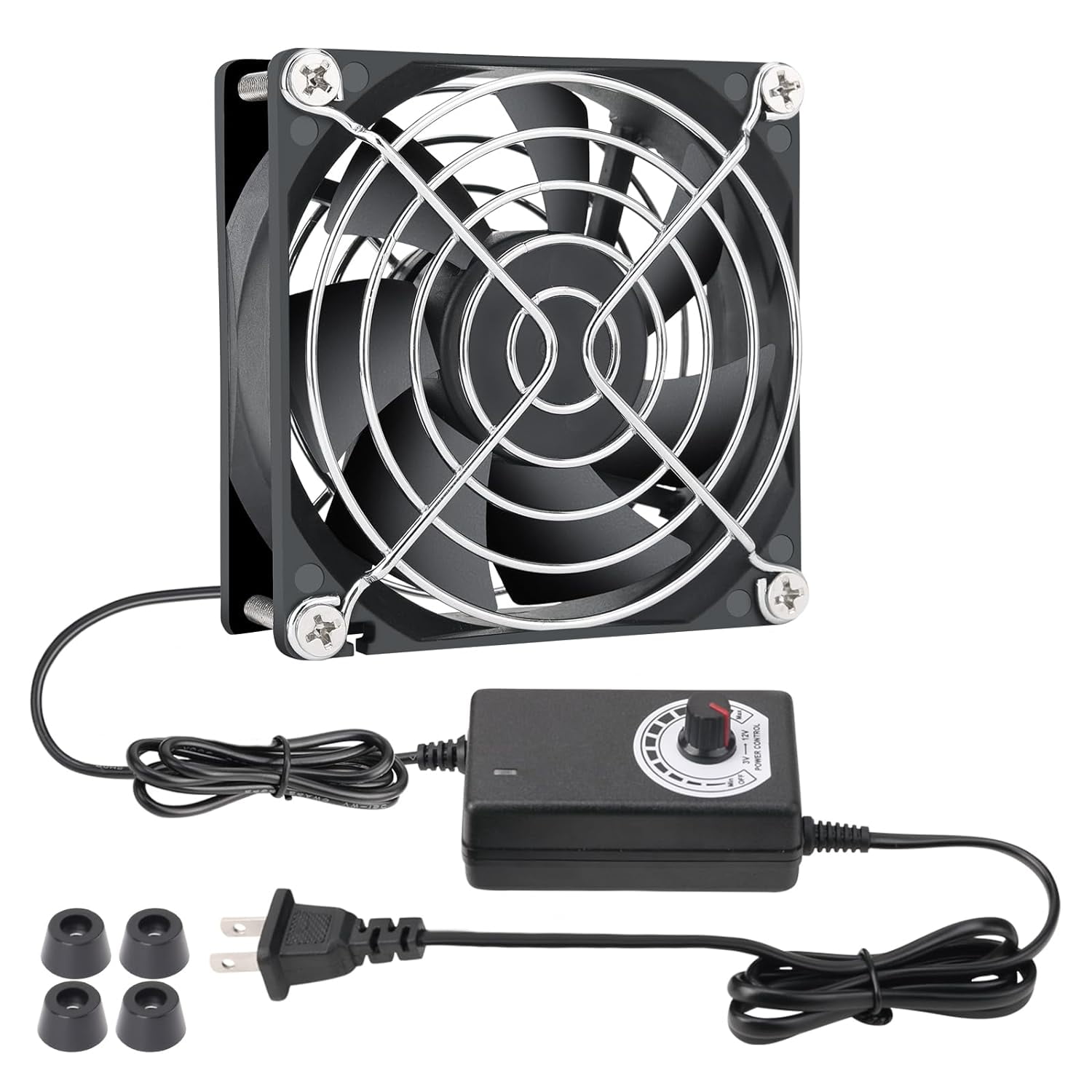 80mm Small Computer Fan with AC Plug, 110V 120V 220V 240V Fan with ...