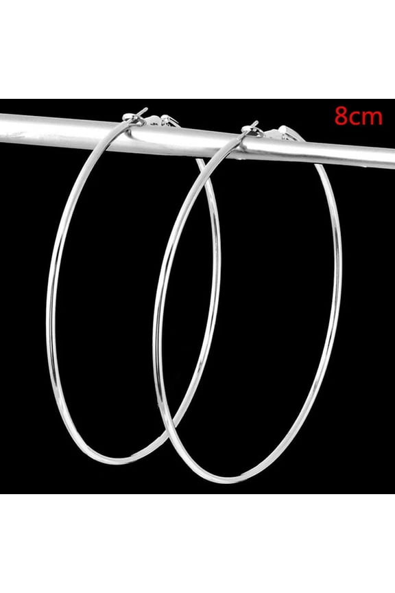 70mm Stainless Steel Large Silver Color Round Hoop Earrings Fashion Jewelry Best Gift for Women