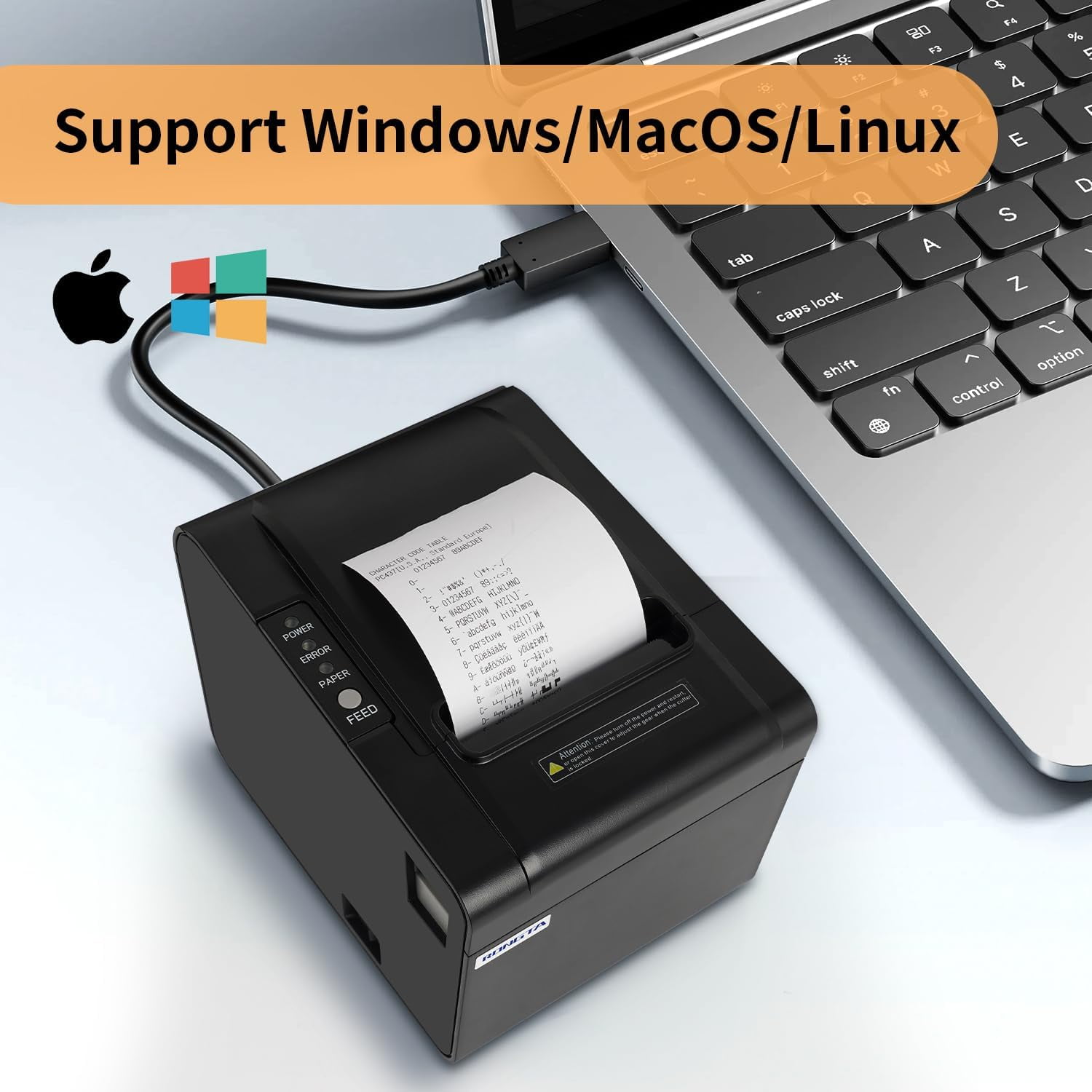 80mm Thermal Receipt Printer with Auto Cutter, USB Ethernet Serial POS ...