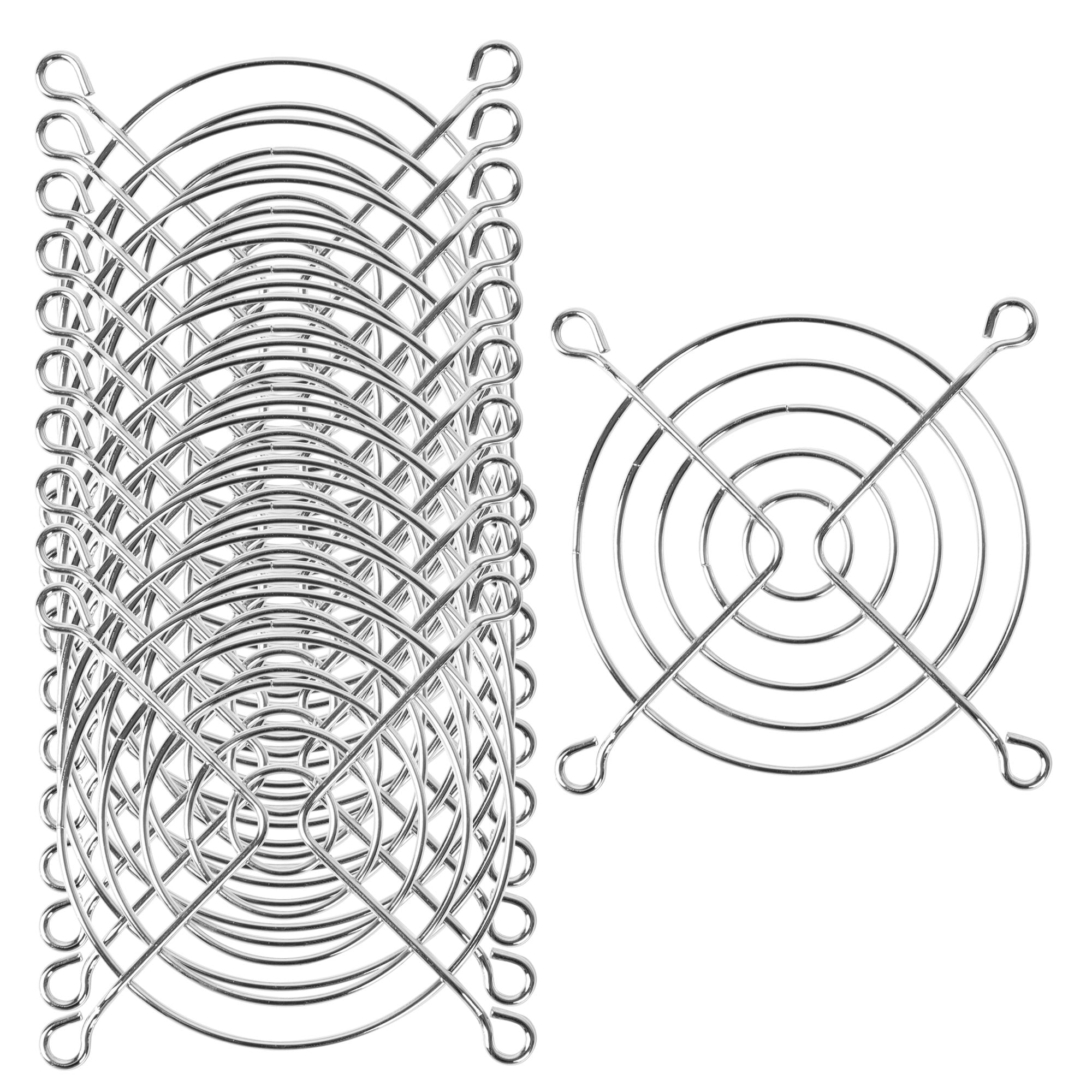 80mm x 80mm Fan Grill Metal PC Computer Cooling Fan Finger Guard Silver Tone (Pack of 10