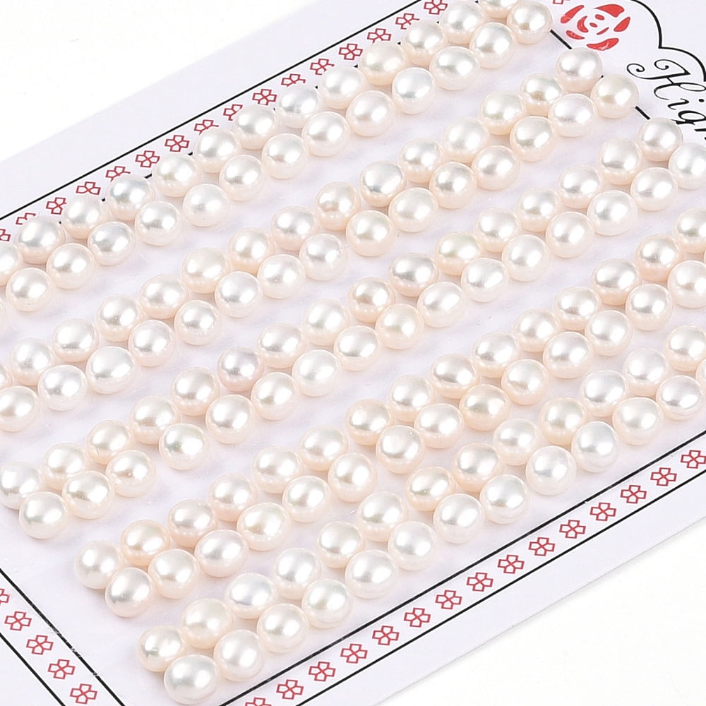 80pairs Grade 3A Natural Cultured Freshwater Pearl Beads Half Drilled Half Round Beads Creamy White 5~5.5x3.5~4mm Hole: 1mm DIY
