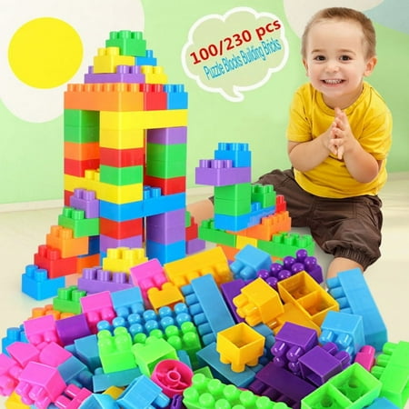 Spritech Children's Classic ABS Plastic Interlocking Block Building Set, 80-Pieces