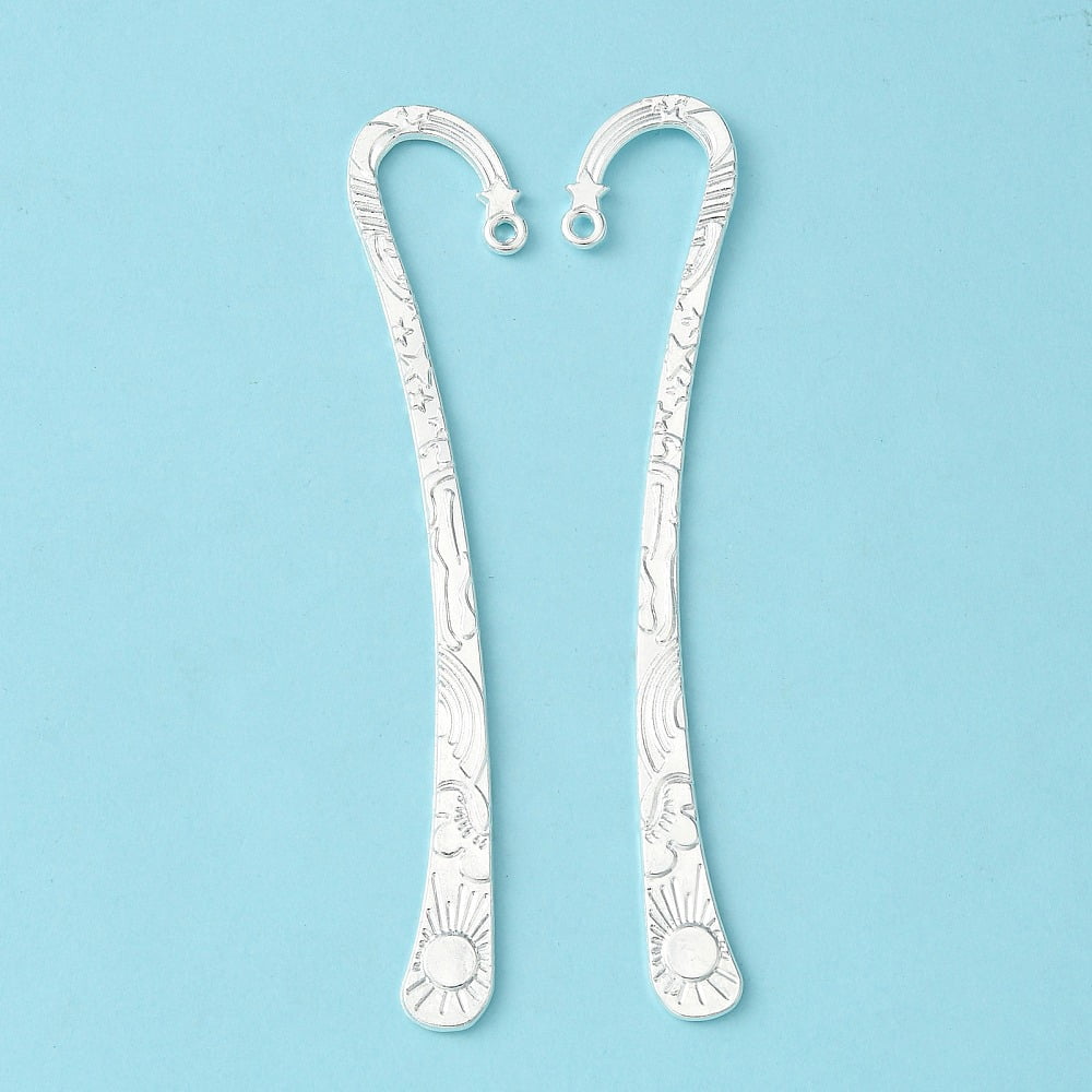 80pc Tibetan Style Alloy Bookmarks Lead Free Nickel Free and Cadmium Free Silver Color Plated about 125x23mm Hole: 3mm