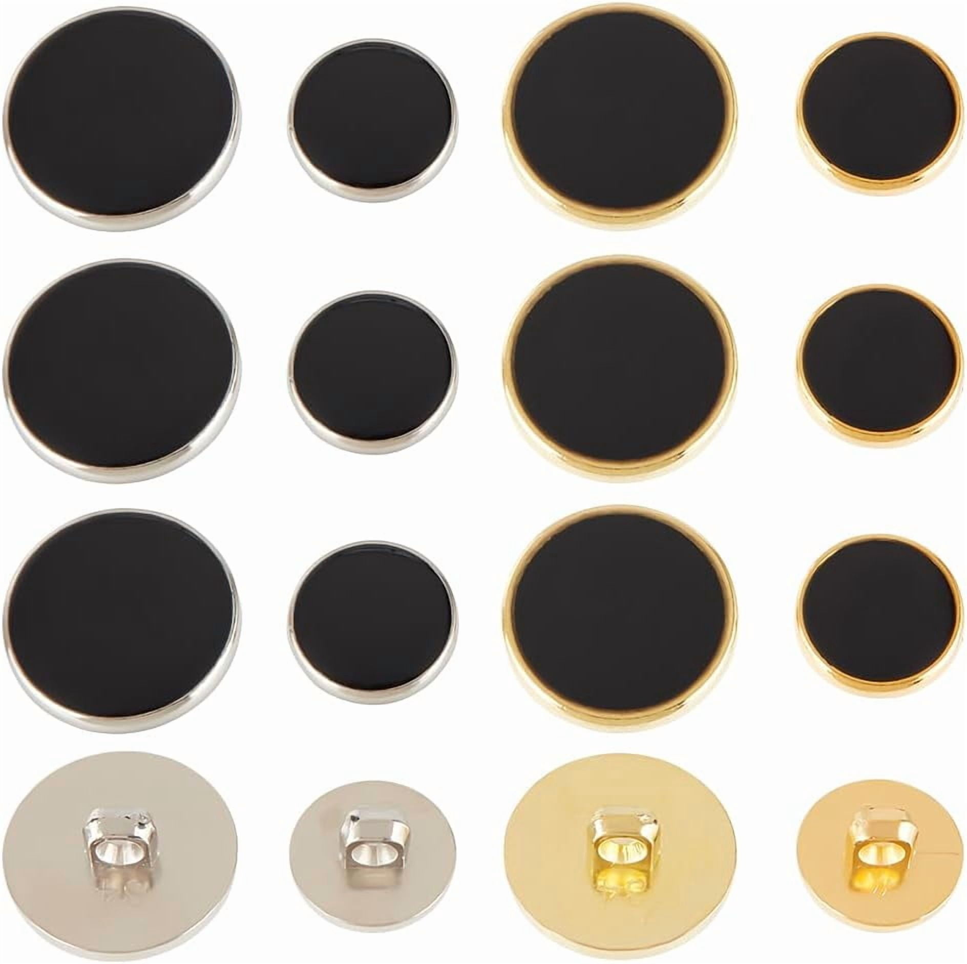 80pcs 15mm 21.5mm Blazer Buttons Black Plastic Button Flat Shank ...