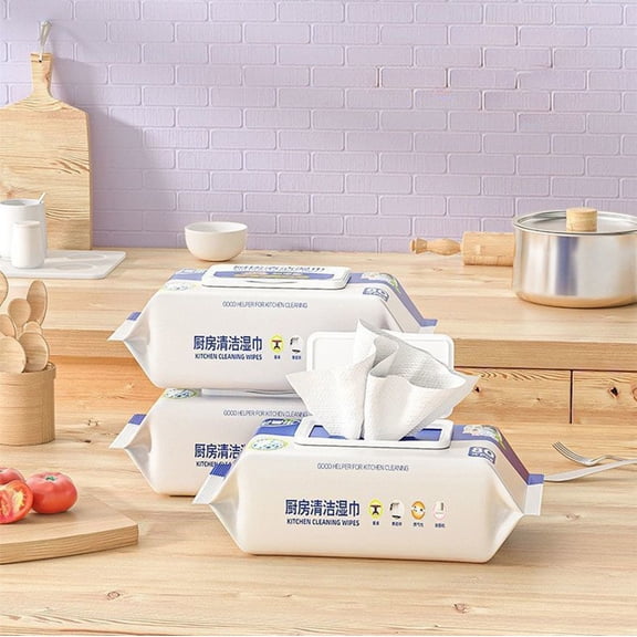 80pcs, 1ml Kitchen Stain Removal Wipes, Multi-surface Cleaning, No-wash Convenience, Non-woven Fabric, for Kitchen Countertops and Appliances