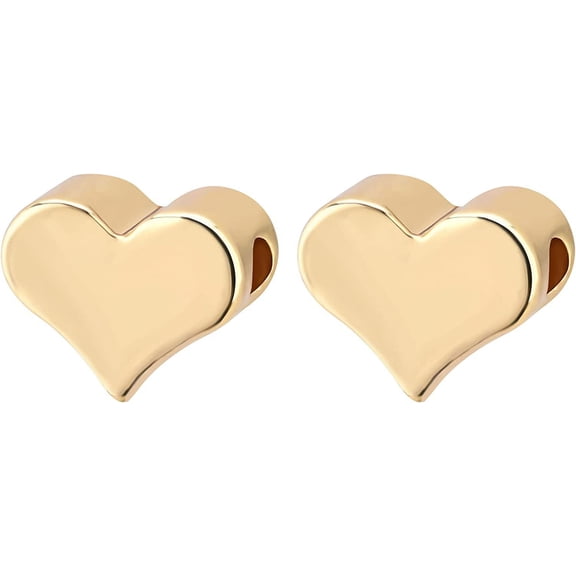 80pcs 4.8x5.8x3mm 14K Gold Plated Heart Spacer Beads Love Heart Small Brass Beads for Bracelet Necklace Jewelry Making Hole: 1.2mm Real 14K Gold