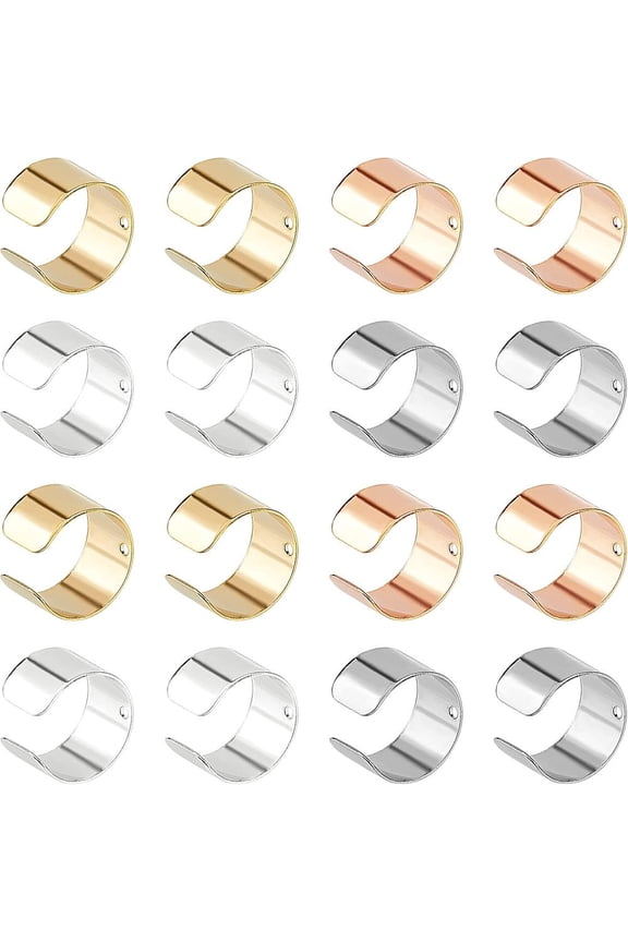 80pcs 4 Colors Cuff Earrings Helix Cuff Earrings Conch Cuffs Earrings Non-Piercing Stainless Steel Clip On Cartilage Earring 9x10mm Adjustable Earring