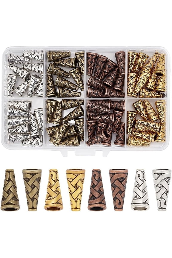 80pcs 4 Colors Earring Cones for Jewelry Making 18x8mm Tibetan Metal Cone Bead End Caps Spacer Beads Caps Bead Cone for DIY Earring Jewelry Pendants DIY Crafts Making Hole: 1mm