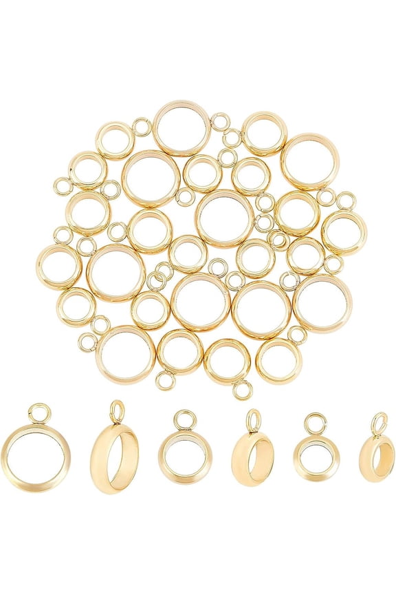 80pcs 4 Colors Stainless Steel Ring Bail Beads Charm 4mm Inner Hanger Links Connectors with Loop Charms European Spacer Beads Pendant for Jewelry