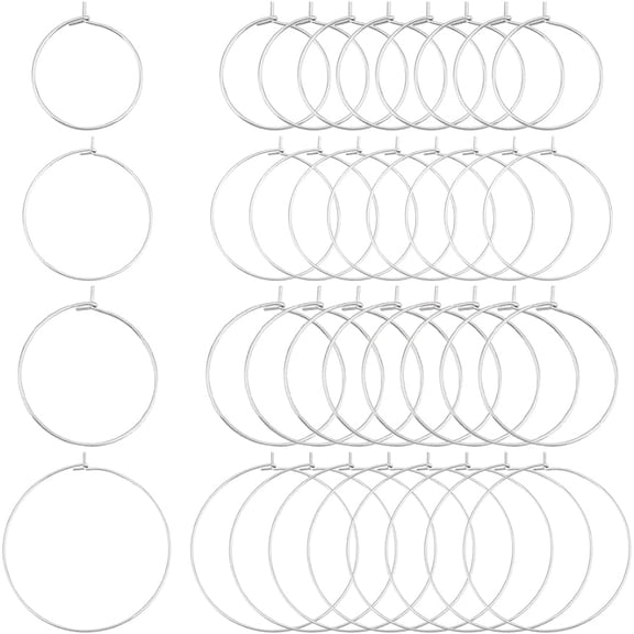 DIY 80pcs 4 Sizes 20/25/30/40mm Ring Ear Wires 316 Stainless Steel Hoop Earring Findings 0.7mm Pin DIY Hypoallergenic Earring DIY