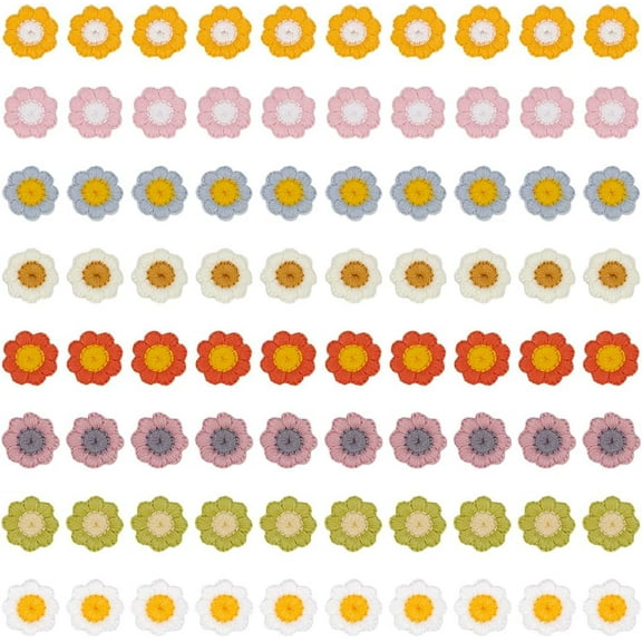 80pcs 8 Colors Flower Crochet Sew on Patches 0.78inch Wool Floral Applique Patches DIY Appliques Embellishments Crochet Flowers Applique for Clothes Dress Jeans Jackets Hat Shoes Bags Mixed Color
