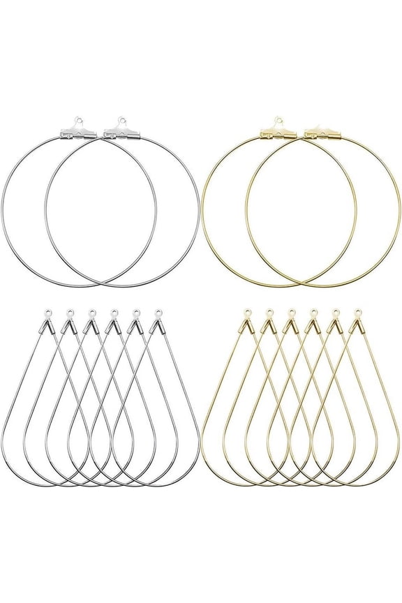 80pcs Beading Hoop Earrings for Jewelry Making,Round Beading Hoop Earrings Bulk Jewelry Making Supplies Jewelry Finding Triangle Teardrop Earring with Hoop for DIY Craft Earring Jewelry Making Earring