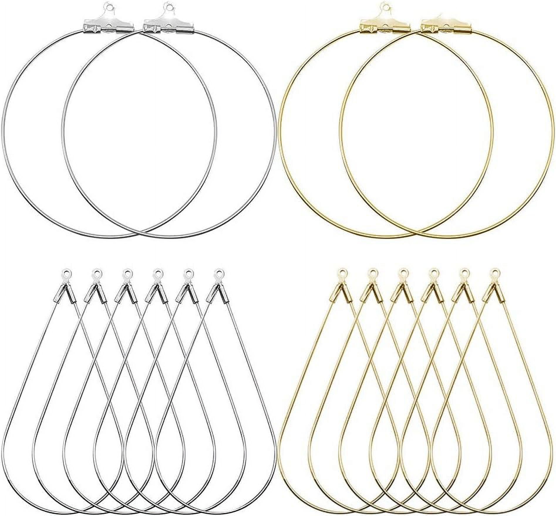 80pcs Beading Hoop Earrings for Jewelry Making,Round Beading Hoop Earrings  Bulk Jewelry Making Supplies Jewelry Finding Triangle Teardrop Earring with