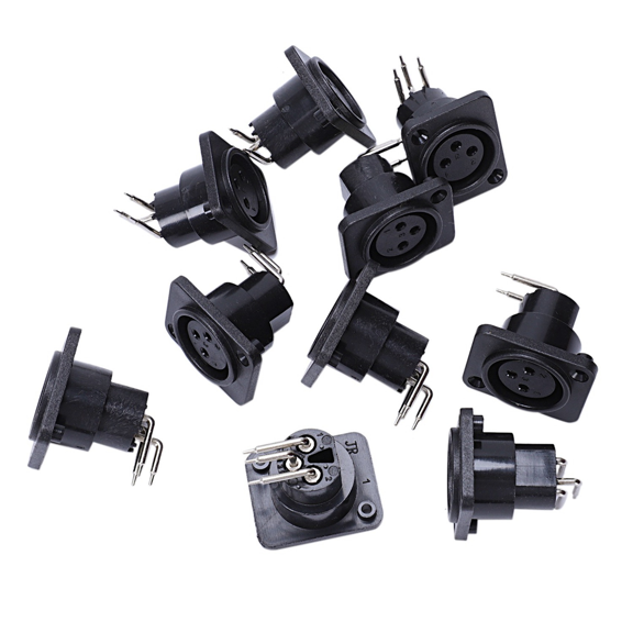 80pcs Black XLR 3pin Female Jack Panel Mount Chassis PCB Socket Connector