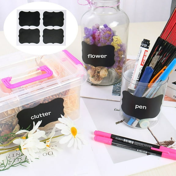 80pcs Chalkboard Labels Water Resistant Adhesive Blackboard Sticker for Mason Jars Food Pantry Glass Bottle