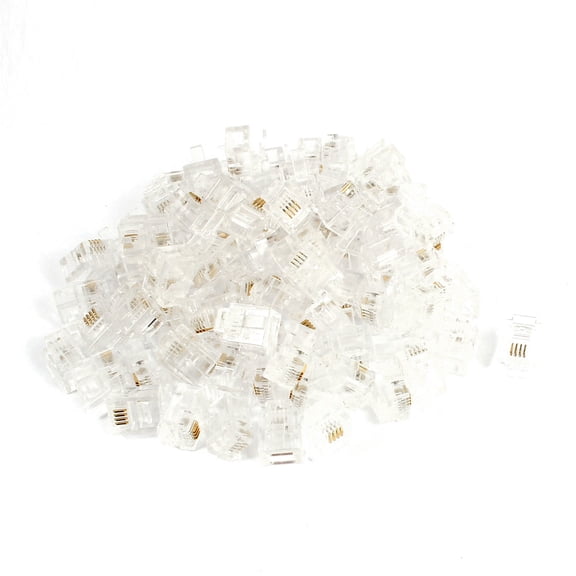 80pcs Clear Shell RJ11 6P4C Modular Plug Telephone Cable Line Adapter Connector Networking Cables