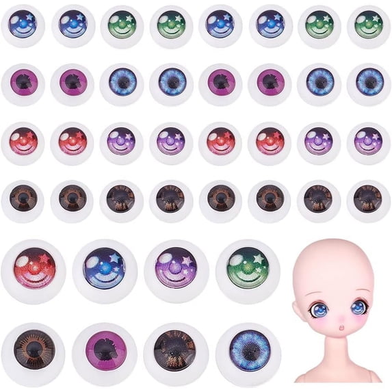 80pcs Eyeballs 10mm Acrylic Craft Eyes 8 Colors Realistic Human Eyes Hollow Eyeballs Bear Eyes for Halloween Party Amigurumi Decor Sculptures Props Puppets Jewelry Making