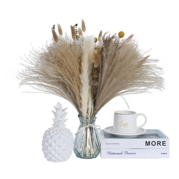 80pcs Fall Decor Autumn Decorations for Home Thanksgiving Table Boho Flowers Pampas Grass Fluffy Dried Flower Bouquet Suitable for DIY Rustic Trendy Minimalist Farmhouse Room & Wedding Decor