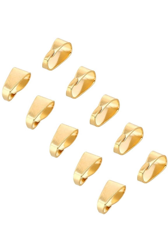 80pcs Golden 7mm Snap on Bails Stainless Steel Pinch Bails Pendant Bails Connectors Hook Pendant Clasps