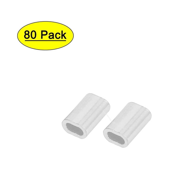 80pcs M1.5 Oval Aluminum Clip Ferrule Sleeves for 1.5mm Wire Rope