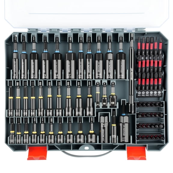 80pcs Magnetic Impact Nut Driver Set, Metric/SAE, Socket Adapter, Wing NutDriver, Universal Sockets, Bit Holder & Quick-Release Extension.High-torque Power Bits For Fast Change.