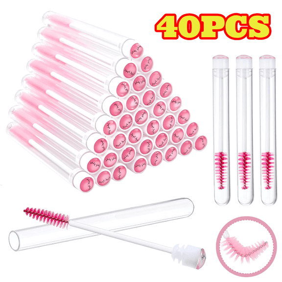 80pcs Mascara Wand Tube Set, 40 Diamond Empty Eyelash Brush Tubes, 40 Mascara Wand Lash Extension Brushes Applicators, Makeup Tools