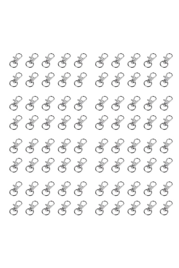 80pcs Metal Clasp Swivel Trigger Clips Snap Hooks Key Ring Bags DIY Craft Silver,80Pcs x Trigger snap hooks,Silver