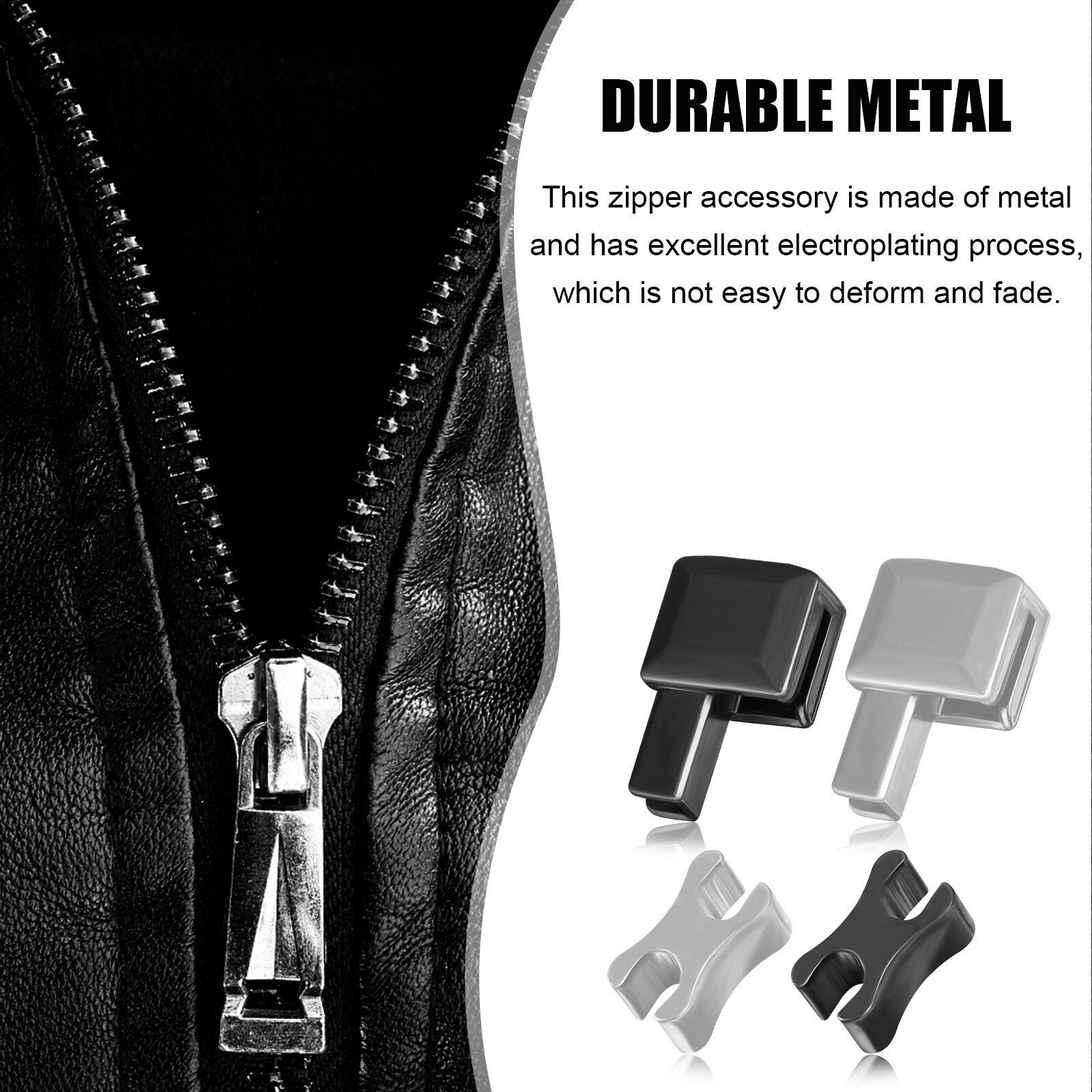 80pcs Metal Zipper Head Slider, Zipper Bottom Sliders Retainer