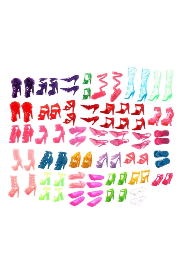 80pcs Mixed Different High Heel Shoes Boots for Doll Dresses Clothes