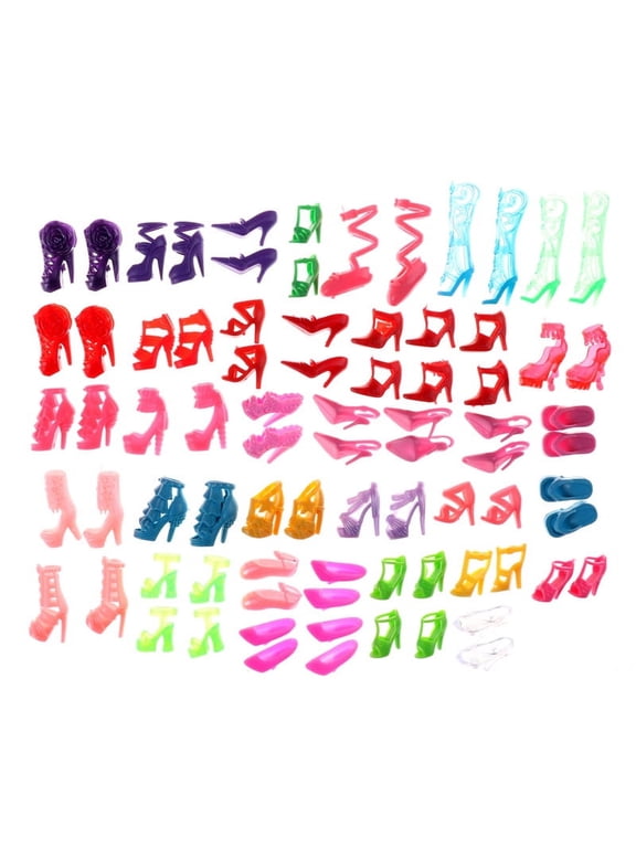 80pcs Mixed Different High Heel Shoes Boots for Doll Dresses Clothes