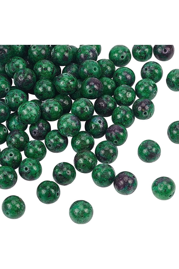 80pcs Natural Ruby in Zoisite Beads Strands 10mm Charms Stone Beads Gemstone Round Loose Beads Dyed Energy Stone