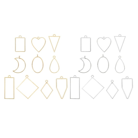80pcs Open Bezels, Resin Bezels Pendants Mold Open Back Bezels Alloy for Resin Jewelry Making, Silver Gold